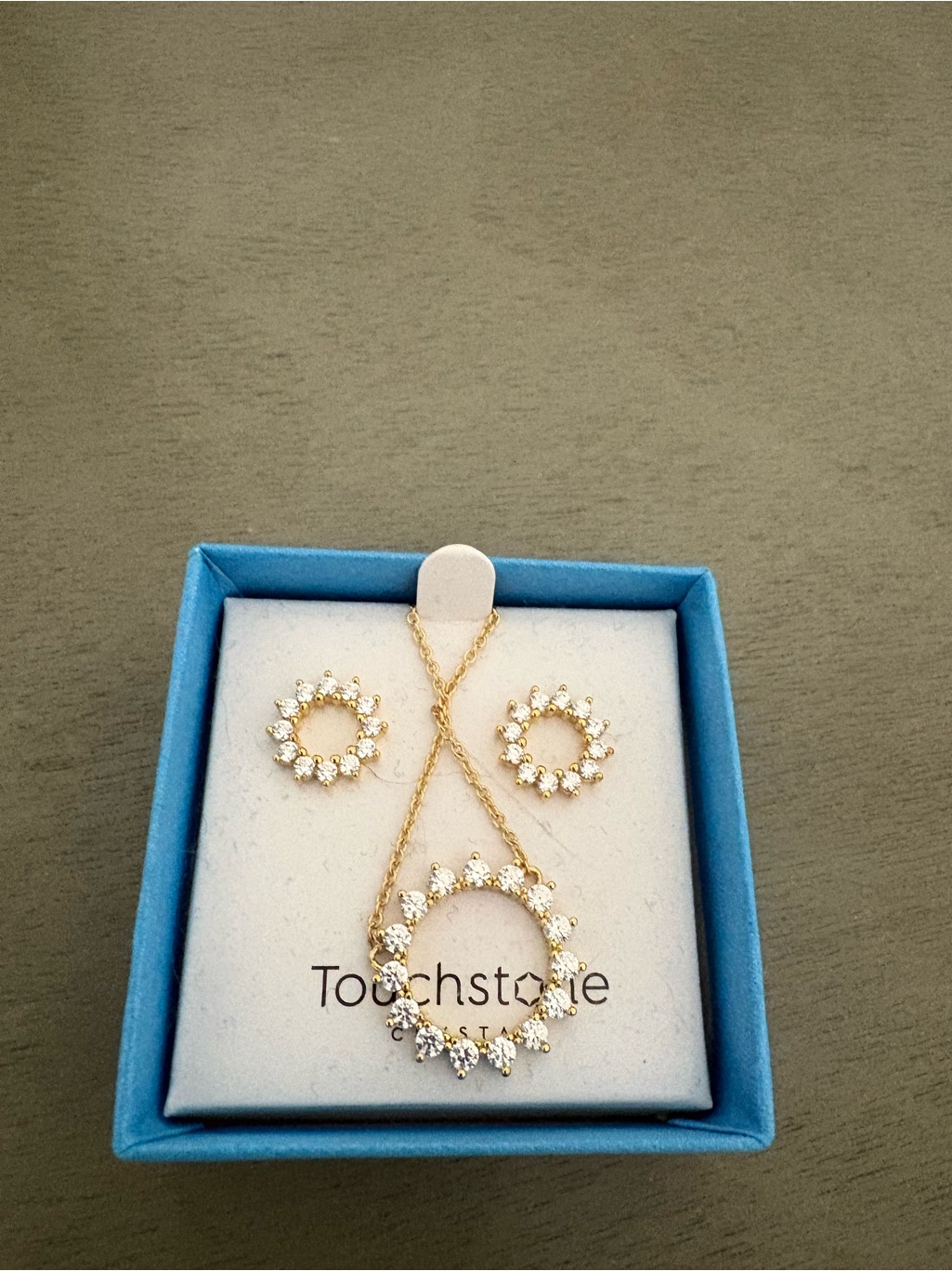 Touchstone Crystal Zirconia Circle Necklace & Earrings Set